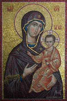 an icon with the virgin mary and child jesus