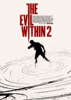 the evil within 2 movie poster with a man in water and an animal on it's back