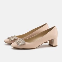 Elegant Beige Square Toe Court Shoes, Blush Pumps, Tapered Square, Artisan Fashion, Unique Materials, 5 Inch Heels, The Chic, New Shoes, Soft Leather