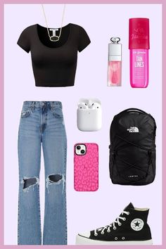 Grade 8 Back To School Outfits, Back To School Outfit Collage, Outfits For Sixth Graders, Back To School Outfits Bulletin Boards, Sophmore Year Outfits High Schools, Outfit Ideas For School Colorful, Back To School Outfits For 12-13, Cute Pink School Outfits, Girls First Day Of Middle School Outfit