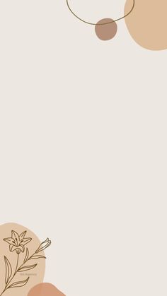 an abstract background with circles and flowers on the bottom right corner, in beige tones