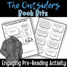 the outsiders book bits engaging pre - reading activity for students to read and write