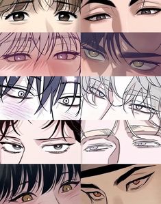 many different types of eyes are shown in this drawing style photo credit from the artist