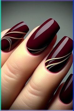 Burgundy Acrylic Nails, Manicure Nail Designs, September Nails, November Nails, Fancy Nails Designs, Pretty Nail Art Designs, Black Nail, Pretty Nail Art, Neutral Nails