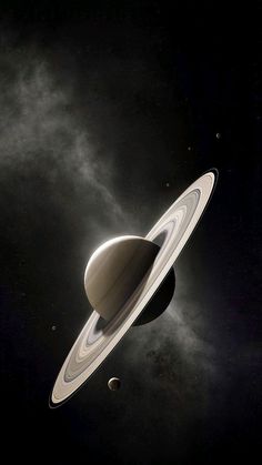 an artist's rendering of saturn and its moon