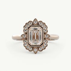 an antique style diamond ring in rose gold