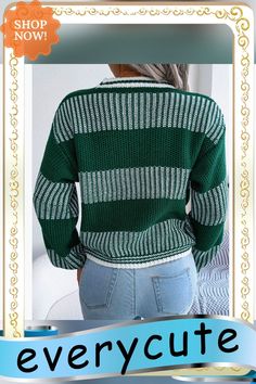 Green Contrast Striped Long Sleeve Knit Sweater Green Long Sleeve Textured Cropped Sweater, Green Textured Knit Long Sleeve Cardigan, Striped Long Sleeve Cable Knit Sweater, Striped Long Sleeve Knitted Cardigan, Green Textured Knit Cropped Sweater For Winter, Striped Long Sleeve Cropped Sweater For Winter, Striped Knit Cropped Sweater For Winter, Fall Striped Cable Knit Sweater, Long Sleeve Knit Sweaters