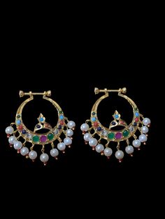 Chandbali earrings . gold plated cz polki with shell pearls length is 2.2 inch and width is 1.5 inch Chandbali Earrings Gold, Chandbali Earrings, Silver Jewelry Earrings, Silver Jewelry Pendant, Jewelry Design Necklace, Indian Jewellery, Jewelry Earrings Hoops, Pendant Set, Earrings Gold