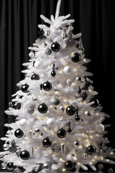 Elevate your holiday decor with a stunning Black and White Christmas Tree theme. 🖤🎄 Explore creative decorating ideas, elegant black ornaments, and festive touches for a monochromatic Xmas tree that exudes modern elegance. Get inspired for a chic and timeless holiday season. #BlackAndWhiteChristmasTree #HolidayDecor #XmasIdeas Black Ornaments, Christmas Tree Theme, Gothic Christmas