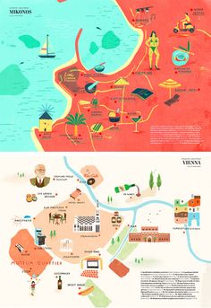 two maps with different locations and their names