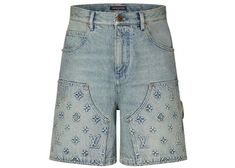 Buy and sell StockX Verified Louis Vuitton streetwear on StockX including the Louis Vuitton Denim Carpenter Shorts Blue Men's and thousands of other streetwear clothing and accessories. Cheap Denim Blue Bottoms With Letter Print, Luxury Gucci Denim Bottoms, Louis Vuitton Jeans, Louis Vuitton Denim, Denim Street Style, Carpenter Shorts, Summer Wardrobe Essentials, Winter 23, Men Streetwear