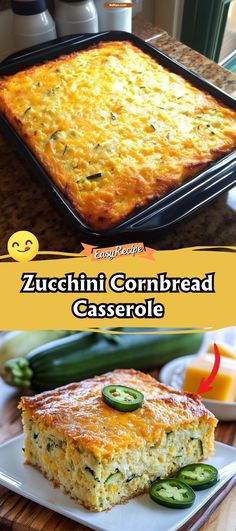 zucchini cornbread casserole on a white plate