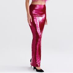 This Hot Pink Maxi Skirt From House Of Cb ( Xs) Is Perfect To Stand Out At Any Party! Never Worn, Fully Lined In Perfect Condition. Sequin Maxi Skirt, Maxi Sequin Skirt, Pink Maxi Skirt, Spring Formal, Satin Maxi Skirt, Silk Maxi Skirt, Purple Skirt, Satin Midi Skirt, Sequin Maxi