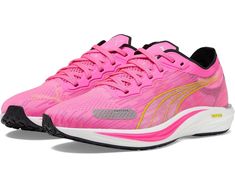 PUMA Liberate Nitro 2 Pink Dynamic Running Shoes With Laces, Dynamic Pink Running Shoes With Laces, Sporty Pink Lace-up Trail Running Shoes, Pink Trail Running Shoes For Sports, Pink Lace-up Trail Running Shoes For Jogging, Pink Athletic Running Shoes For Light Sports, High-top Running Shoes With Laces For Training, Pink Athletic Fit Running Shoes With Round Toe, Pink Athletic Fit Round Toe Running Shoes