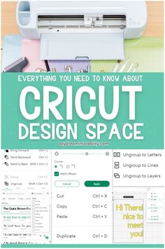 a poster with the words, everything you need to know about cricut design space