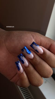 Blue Acrylic Nails, Drip Nails, Nagel Tips, Colored Acrylic Nails, Short Square Acrylic Nails, Long Acrylic Nails Coffin, Unique Acrylic Nails