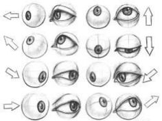 an image of how to draw eyes with different angles and directions for each eyeball