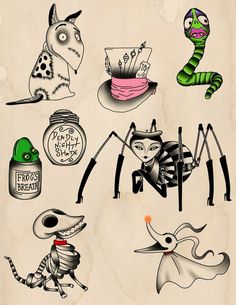 an old - fashioned halloween sticker sheet with various cartoon characters and items on it