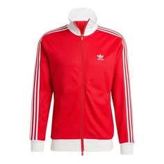 adidas Adicolor Classics Beckenbauer Track Jacket 'Red White' IM4511 Red Spring Track Jacket For Sports, White Long Sleeve Track Jacket With Adidas Logo, Sporty Fitted Track Jacket With Three Stripes, White Long Sleeve Adidas Track Jacket, Fitted Sportswear Track Jacket With Three Stripes, Casual Track Jacket With Three Stripes For Fall, Adidas Three Stripes Track Jacket For Spring, Adidas Fitted Track Jacket For Streetwear, Adidas Casual Red Track Jacket