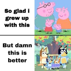 peppa pig and his family in the same cartoon