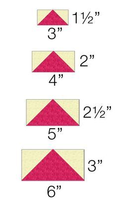 three different shapes are shown with numbers on the bottom and one has four smaller triangles