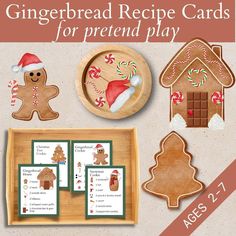 gingerbread recipe cards for pretend play