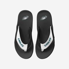 Philadelphia Eagles Team Color Contour Flip Flop FOCO S - FOCO.com Sporty Flip Flops For The Beach, Sporty Synthetic Flip Flops For The Beach, Synthetic Flip Flops For Beach Season, Sporty Synthetic Flip Flops For Vacation, Adjustable Synthetic Flip Flops For Sports, Beach Season Cushioned Flip Flops For Swimming, Beach Season Cushioned Flip Flops, Synthetic Sandals For Surfing And Beach Season, Eagles Team