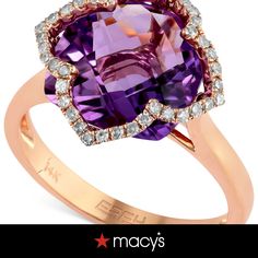 in stock Elegant Amethyst Ring With Diamond Accents, Elegant Amethyst Wedding Ring With Vs Clarity, Elegant 14k Gold Purple Diamond Ring, Elegant Purple Diamond Ring In 14k Gold, Amethyst Diamond Ring In Rose Gold, Elegant 14k Gold Amethyst Ring, Elegant Rose Gold Amethyst Ring With Center Stone, Elegant Rose Gold Amethyst Ring With Prong Setting, Elegant 14k Gold Amethyst Ring With Halo Setting