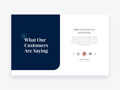 an open brochure with the words what our customers are saying