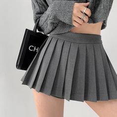 Woolen Caps Woman, Woman Streetwear, Plus Size Sweaters, Straight Skirt, Gray Skirt, Long Sleeve Shirt Dress, Hem Dress, Sweater And Shorts, Pleated Skirt