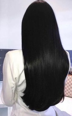 Long Black Silky Hair, Super Black Hair, Straightened Black Hair, Long Black Hair With Layers, Very Dark Brown Hair, Black Hair Straight, Silky Black Hair, Black Straight Hair, Long Straight Black Hair