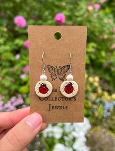 Hand Painted Ladybug Earrings  Pearl beads Stainless steel hooks Hand painted and crafted with love and care :) Durable but do not get wet Painted Ladybug, Ladybug Earrings, Hand Painted Earrings, Painted Earrings, Phone Charms, Earrings Pearl, Phone Charm, Charm Earrings, Pearl Beads