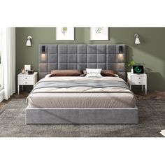 Elevate your bedroom to a realm of luxury with this Velvet Upholstered Bed. Featuring high-quality velvet fabric, it exudes a soft, elegant charm. The tufted headboard adds a touch of sophistication, while the soft foam ensures exceptional comfort. An adjustable reading lamp with a USB port offers modern convenience. With its sleek, contemporary design, this bed perfectly balances style and relaxation for a truly refined retreat. Ivy Bronx Size: King | Ivy Bronx Wesson Velvet Bed w / Reading Lam Wide Headboard, Large Headboard, Space Saving Beds, Velvet Upholstered Bed, Queen Upholstered Bed, Curved Headboard, Velvet Headboard, Padded Headboard, Velvet Bed