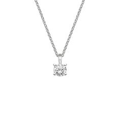 Single Bail Four Prong Pendant - 18K White Gold. A beautiful diamond is accentuated in this elegant, classic four prong pendant. The pendant dangles gracefully from a delicate cable chain. Timeless Diamond Necklace With Prong Setting, Timeless Solitaire Pendant Necklace With Prong Setting, Elegant Round Pendant Diamond Necklace With Prong Setting, Elegant Diamond Necklace With Round Pendant In Prong Setting, Elegant Solitaire Diamond Cut Pendant Necklace, Timeless Diamond Pendant Necklace With Prong Setting, Elegant Solitaire Necklace With Vvs Clarity Round Pendant, Elegant Solitaire Pendant Necklace With Brilliant Cut, Timeless Solitaire Pendant Necklace For Formal Occasions