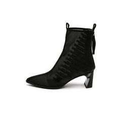 leather-trimmed-mesh-ankle-boots_all_black_1.jpg Black Heels With Zipper Closure For Spring, Spring High Ankle Heels With Zipper Closure, Black Boots With Zipper Closure For Spring, Spring High Ankle Heeled Boots With Zipper, High Heel Ankle Boots, Summer Boots, Zipper Heels, Pointed Toe Boots, Heel Ankle Boots