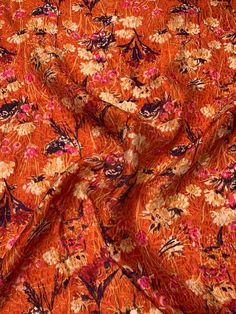 SKU: 9238 Content: Silk / Nylon Blend Color: Pumpkin Orange / Plum Width: 43 inches (print), 47 inches (full) This fabric is a last cut and no longer in production. Once sold out, we are unable to get more. Burnt Orange And Purple, Fabric Pumpkins, Anna Sui, Pumpkin Orange, Fashion Fabric, Plum, Texture, Silk, Orange