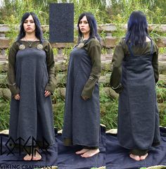 Viking woman woolen apron dress Nordic Dress Pattern, Sleeveless Viking Dress, Viking Apron, Viking Pants, Viking Apron Dress, Viking Garb, Viking Woman, Viking Age, Apron Dress