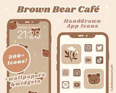 the brown bear cafe app icons are displayed on their phones