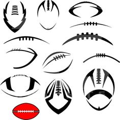 a set of different sports logos, including footballs and an eyeball stock illustration