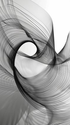 an abstract black and white photo with wavy lines