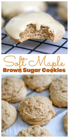 soft maple brown sugar cookies on a cooling rack