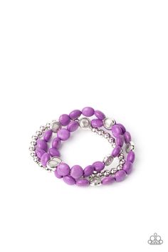 Desert Verbena - Purple - Bella Bling by Natalie Easy Jewelry, Nickel Free Jewelry, Purple Bracelet, Purple Jewelry, Bracelet Online, Paparazzi Accessories, Purple Stones, Stretchy Bracelets, Paparazzi Jewelry