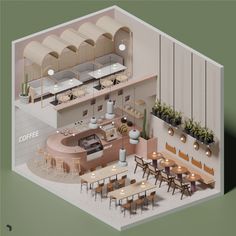 3D Model Coffee Shop 3 PNG - Toffu Co Architect Model Design, Coffee Shop Layout Floor Plans, Small Cafe Exterior, Boho Coffee Shop Interior Design, Coffee Shop Counter Layout, Sketch Coffee Shop, Tiny Coffee Shop Design, Coffee Shop Plan, Cafeteria Interior Design