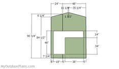 a drawing of a house with measurements for the front and side walls, including the top half