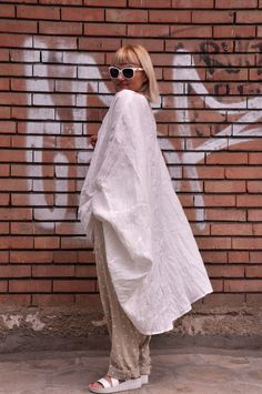 White Bohemian Linen Dress Made Of Ramie, White Bohemian Ramie Linen Dress, Oversized Bohemian Linen Dress For Spring, White Linen Kaftan For Vacation, White Linen Kaftan For Beach, White Relaxed Fit Linen Tunic, Oversized Linen Dress For Spring, Bohemian Oversized Tunic Linen Dress, Oversized Bohemian Linen Tunic Dress