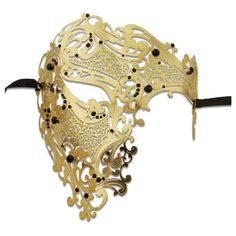 GOLD Series Signature Phantom Of The Opera Half Face Mask - Luxury Mask - 1 Gold Venetian Masquerade Mask For Formal Occasions, Gold Carnival Masquerade Eye Mask, Gold Eye Mask For Costume Party, Gold Masks For Formal Carnival Occasions, Gold Formal Masks For Carnival, Gold Masks For Carnival And Formal Events, Gold Adjustable Masquerade Mask, Gold Venetian Eye Mask For Masquerade, Gold Venetian Masquerade Mask For Evening