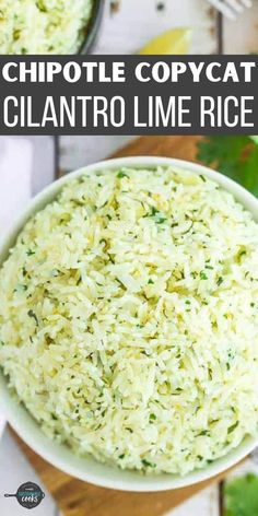 a white bowl filled with cilantro lime rice