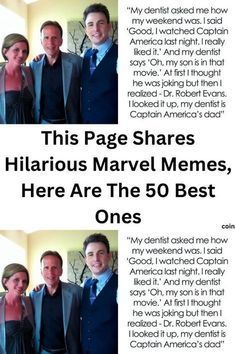 three people are posing for the camera in front of an article about their favorite movie roles