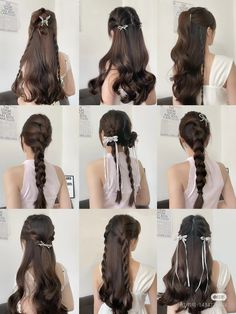 Cool Hair Designs, Cute Quick Hairstyles, Easy Hairstyles For Thick Hair, Hair Style Korea, Hair Inspiration Long, Hairstyles For Girls, Ribbon Hairstyle, Hair Stylies, Hair Up Styles