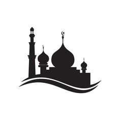 the silhouette of a mosque on a white background